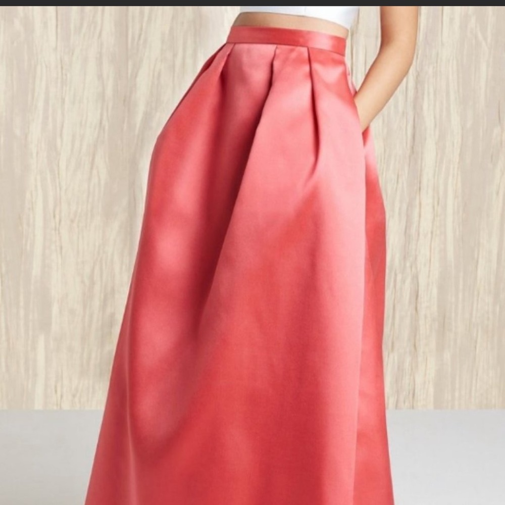 Xscape Coral Satin Prom Dress
